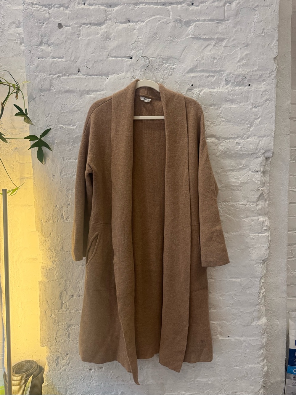 Madewell Camel Open-Front Long Cardigan Coat